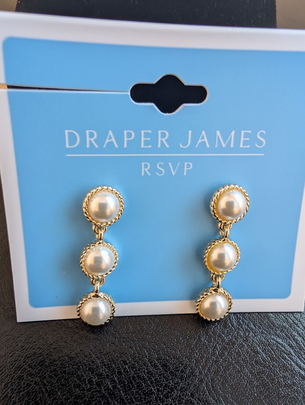 Draper James Goldtone Triple Pearl Drop Earrings